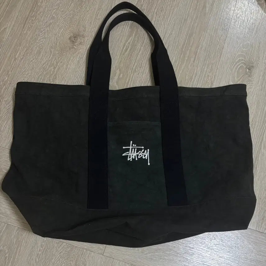[BUNJANG] Stussy Canvas Washed Extra Large Tote Bag Black / 스투시 캔버스 워시드 토트백 블랙