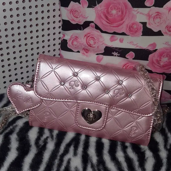 [BUNJANG] Barbie Quilted Heart Mini Bag Pink / [단종] 바비 퀼팅 하트 장식 핑크 미니 백 갸루 키티