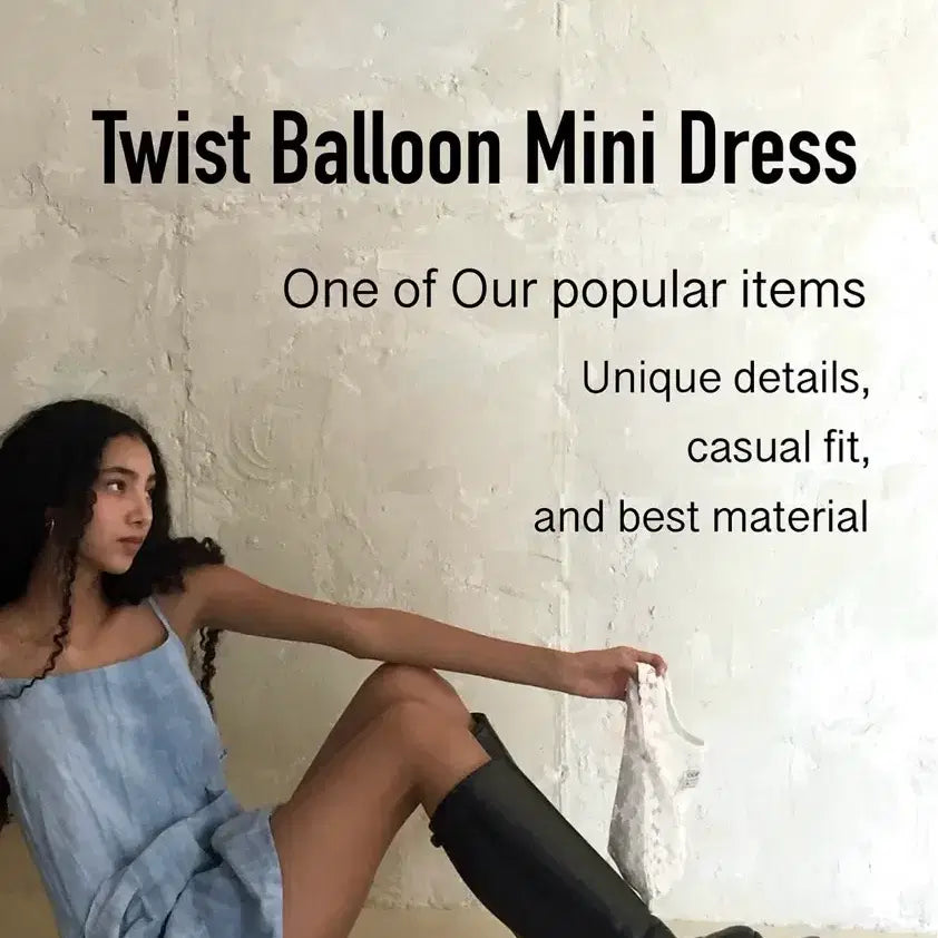 [BUNJANG] Our salty Twist Balloon Mini Dress / 아우어솔티 트위스트 벌룬 미니 원피스