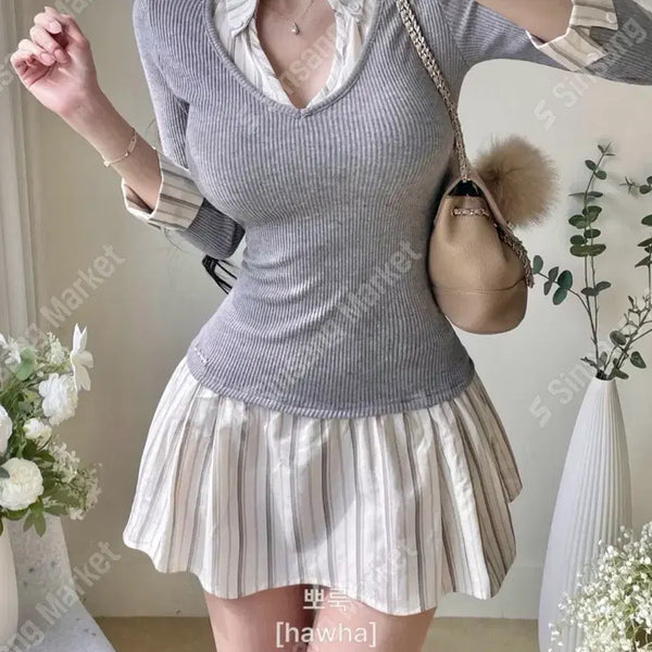 [BUNJANG] Layered Shirt Dress / 레이어드 셔츠 원피스