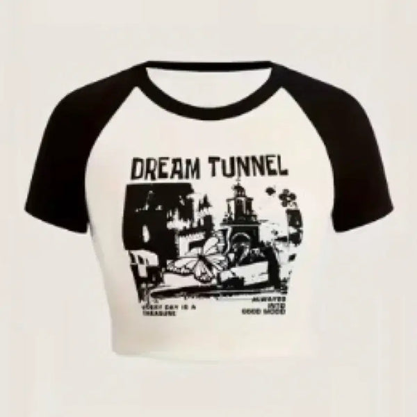 [BUNJANG] Women's Cropped Short Sleeve T-Shirt / 여성 크롭 반팔 티셔츠 세미 면티 복고풍티