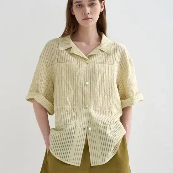 [BUNJANG] SYSTEM Oversized Sheer Stripe Shirt / 한섬 SYSTEM 26년 오버사이즈 셔츠
