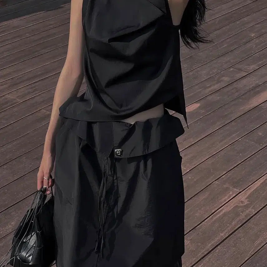 [BUNJANG] trimingbird Cowl Blouse Charcoal / 트리밍버드 카울 블라우스 차콜