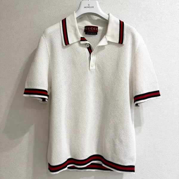 [BUNJANG] Gucci Cotton Mesh Web Detail Pique Polo Shirt / 구찌 코튼 메쉬 웹 피케 폴로 티셔츠 100 (국문택)