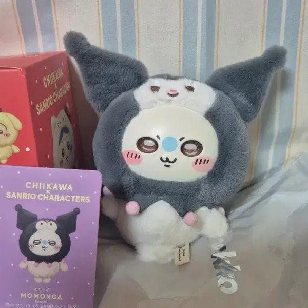 [BUNJANG] Chiikawa x Sanrio Collaboration Momonga & Kuromi Plush Toy / 치이카와 산리오콜라보 모몬가 쿠로미 새상품