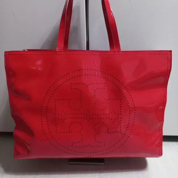[BUNJANG] Tory Burch Enamel & Canvas Tote Bag/Shoulder Bag / 정품. 토리버치 애나멜+캔버스 토트백 겸 숄더백