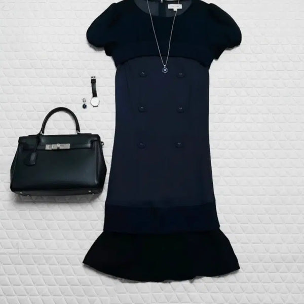[BUNJANG] Maggie Knightbridge Navy Chiffon Dress - Size 55 / 55 매긴나잇브릿지 원피스 55 여성 쉬폰 치마 스커트 정장 원피스