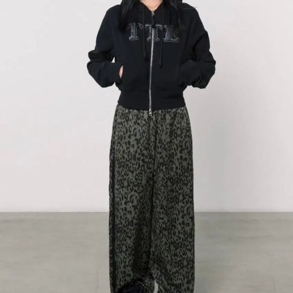 [BUNJANG] 328 Leopard Tassel Pants Green / 쓰리투에이티 LEOPARD TASSEL PANTS GREEN