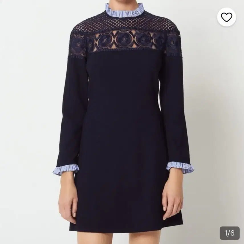 [BUNJANG] Sandro Lace Frill Midi Dress / 산드로 레이스 프릴 원피스 36