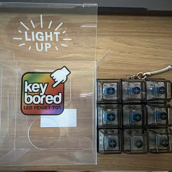 [BUNJANG] 9-Key LED Keycap Clicker Mechanical Keyboard Fidget Toy Keychain / [새상품/LED] 9구 키캡 키링 클리커 기계식 키보드 피젯토이