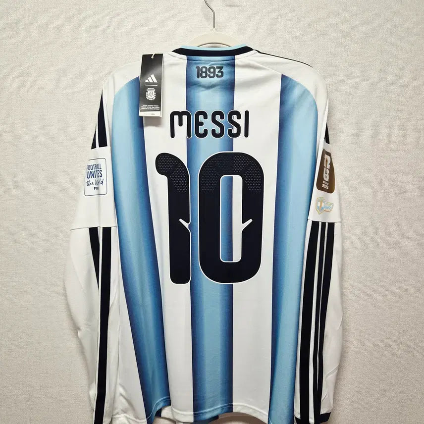 [BUNJANG] Argentina National Football Team 2022 World Cup Final Long Sleeve No. 10 Messi Authentic Jersey / (새상품) 26-28 아르헨티나 홈 긴팔 No.10 메시 결승 정품 유니폼