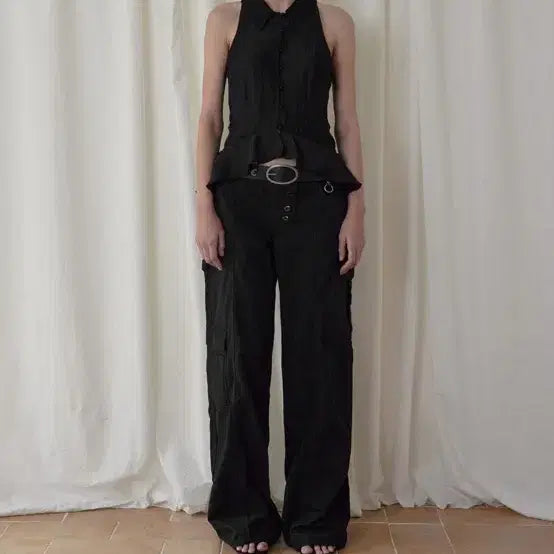[BUNJANG] Bohemian Seoul Hatter Ruffle Shirt Black / 보헤미안서울 하터 러플 셔츠 블랙