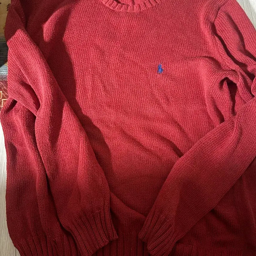 [BUNJANG] Polo Ralph Lauren Red Cotton Knit S / 폴로 랄프로렌 레드 코튼 니트 S