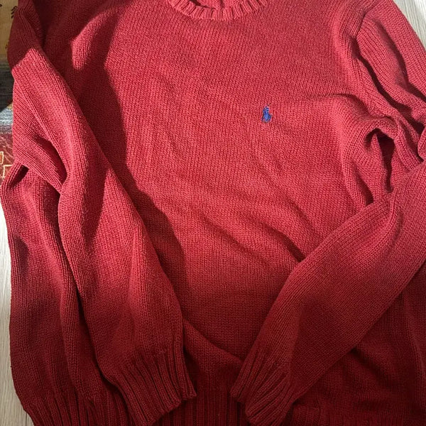 [BUNJANG] Polo Ralph Lauren Red Cotton Knit S / 폴로 랄프로렌 레드 코튼 니트 S
