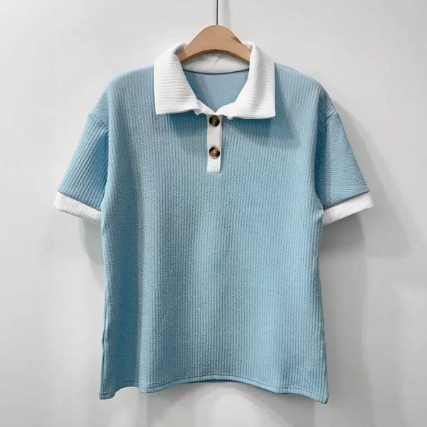 [BUNJANG] Sky Blue Knit Collar T-Shirt / M 하늘색 카라 니트 티셔츠(새상품)