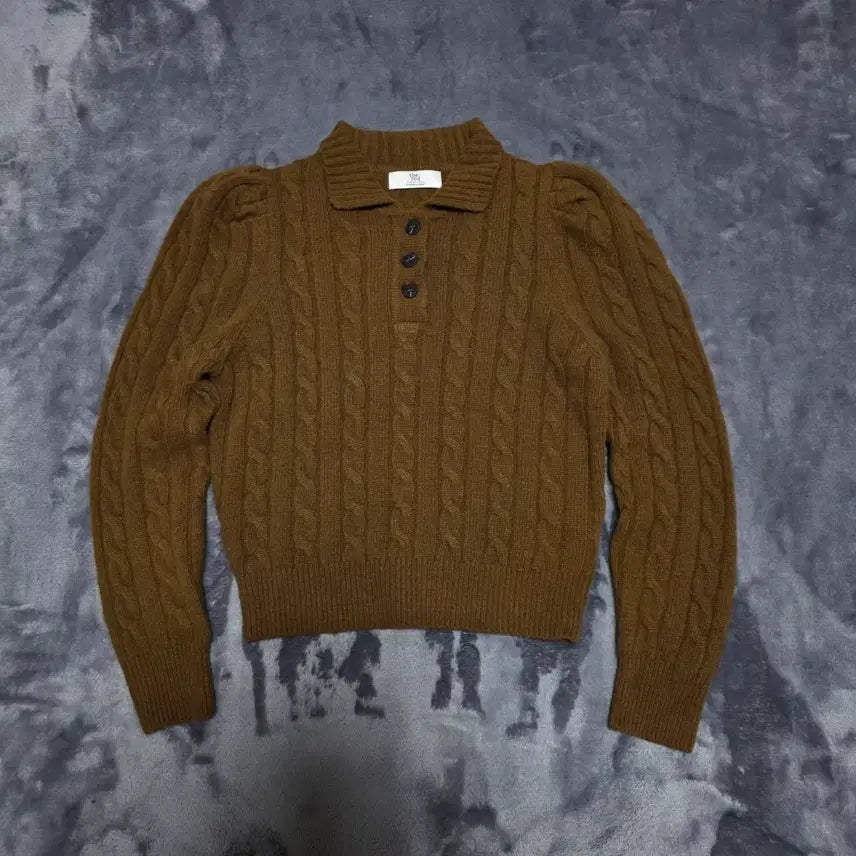 [BUNJANG] Women's Puff Sleeve Cable Knit Top / (F)여성 더토드 퍼프 슬리브 케이블 니트