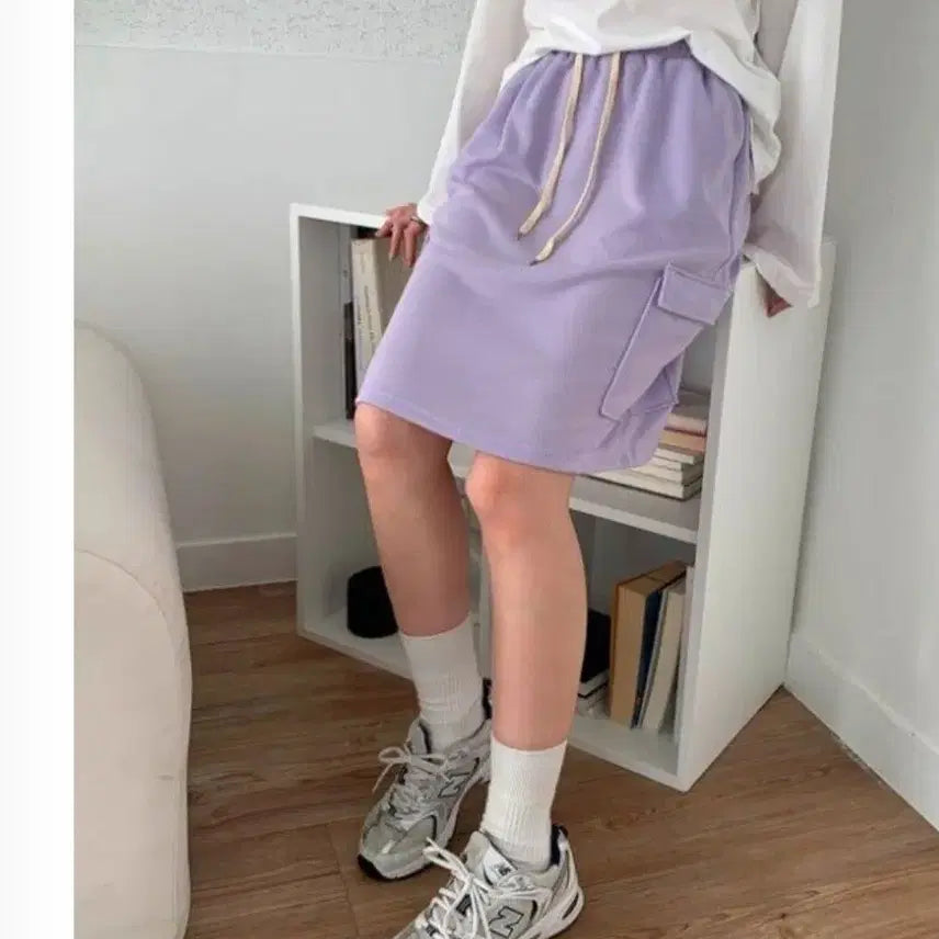[BUNJANG] Cargo Skirt (White Melange, Size S/M) / s~M사이즈 백멜란지 카고 스커트(새상품)