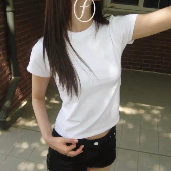 [BUNJANG] Optensso Basic Short Sleeve T-shirt White / 옵텐소 기본 베이직 반팔 티셔츠 화이트