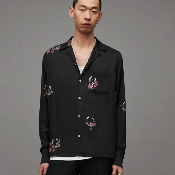 [BUNJANG] All Saints Black Floral Print Shirt / 올세인츠 셔츠 블랙 꽃 나염