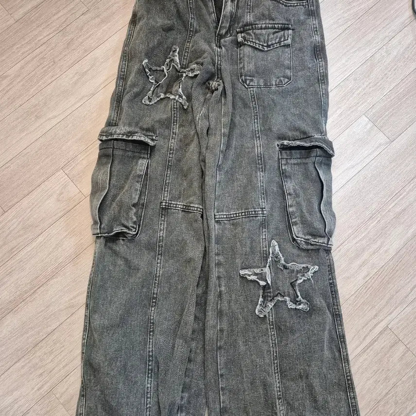 [BUNJANG] Vintage Star Patch Cargo Denim Pants / 빈티지 카고 데님 팬츠 별 패치