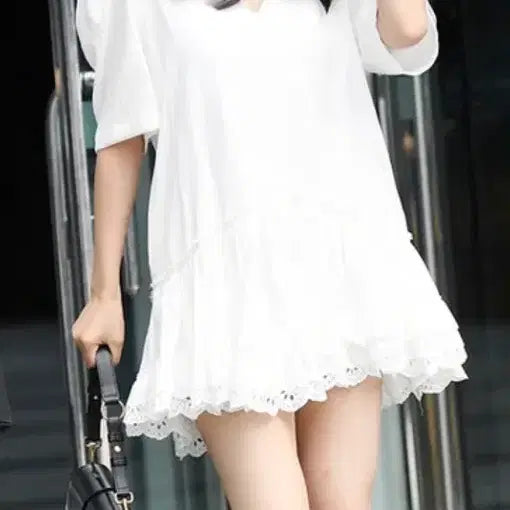 [BUNJANG] Instant Funk Sailor Collar White Lace Dress / 인스턴트펑크 세일러 카라 화이트 레이스 원피스