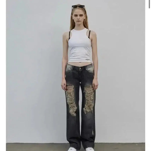 [BUNJANG] Bohemian Seoul Damage Wide Denim M / 보헤미안서울 데미지 와이드 데님 M