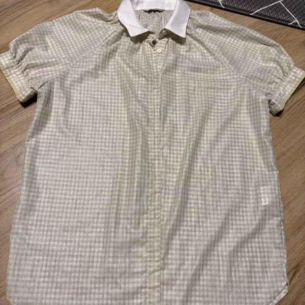 [BUNJANG] Beanpole Check Pattern Short Sleeve Blouse / 빈폴 체크무늬 반팔 블라우스