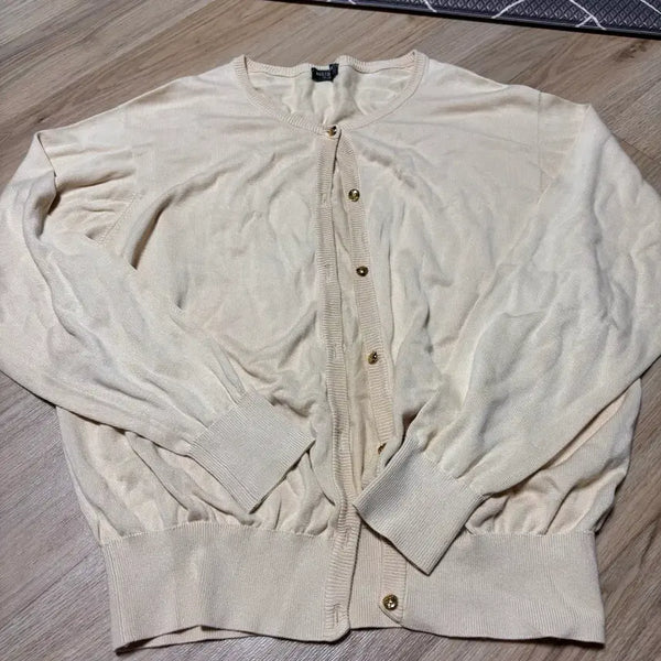 [BUNJANG] Avec Basic Round Neck Cardigan Beige / 기본 라운드넥 가디건 베이지