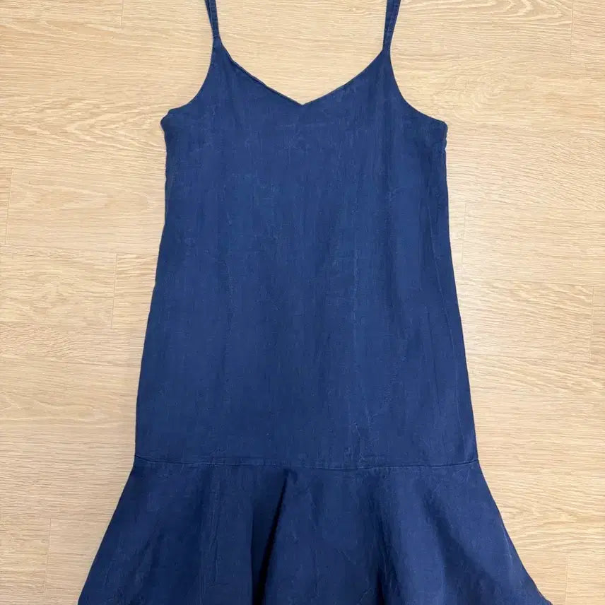 [BUNJANG] Dark Blue Bustier Sleeveless Dress / 청 뷔스티에 나시 원피스(어깨끈 하자)