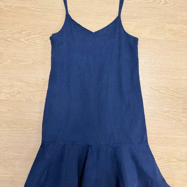 [BUNJANG] Dark Blue Bustier Sleeveless Dress / 청 뷔스티에 나시 원피스(어깨끈 하자)