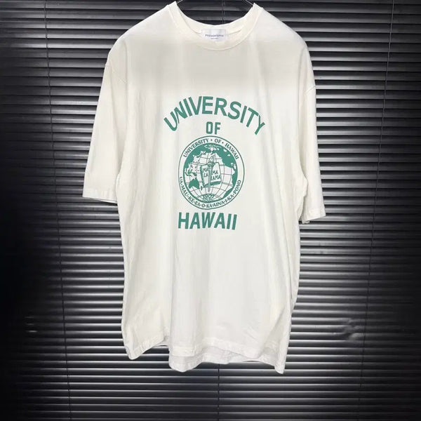 [BUNJANG] Philadelphia University Hawaii Printing Oversized Short-Sleeve T-Shirt / 필라델피아 화이트 흰색 유니벌시티 하와이 프린팅 오버핏 프레피 반팔티