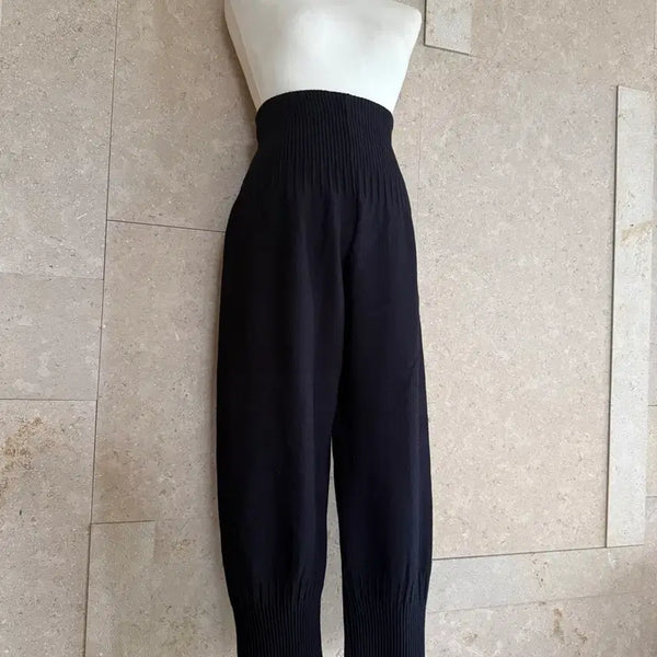 [BUNJANG] Black High-Waisted Knit Pants / 블랙 하이웨스트 니트 팬츠 새상품