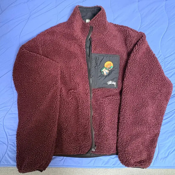 [BUNJANG] Stussy Reversible Fleece Jacket Burgundy / 스투시 리버시블 플리스 자켓 버건디