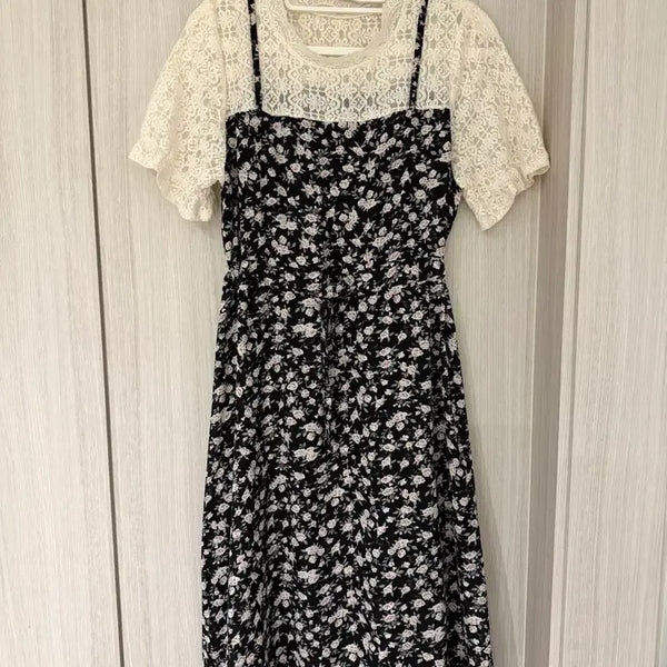 [BUNJANG] SOUP Flower Pattern Layered Dress / SOUP 플라워 패턴 레이어드 원피스