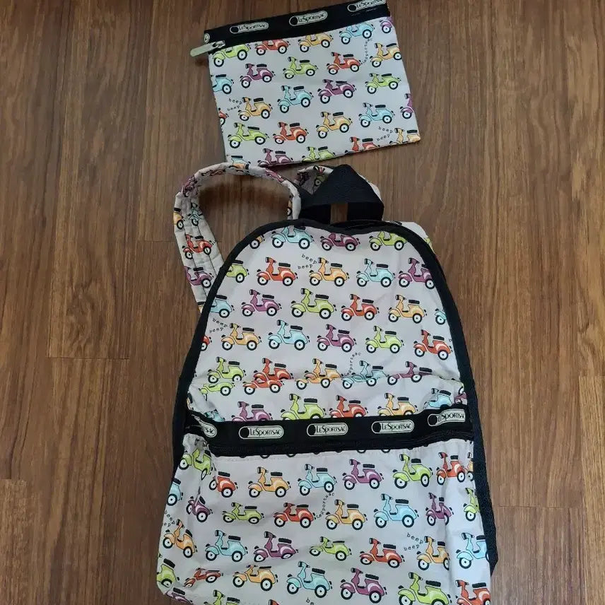 [BUNJANG] LeSportsac Scooter Pattern Backpack Pouch Set / 레스포삭 스쿠터 패턴 백팩 파우치 세트