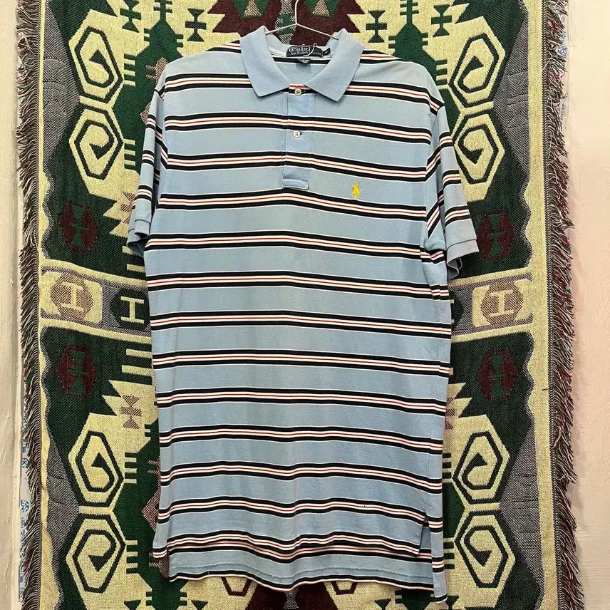 [BUNJANG] Polo Ralph Lauren Striped Short-Sleeve Polo Shirt M/95 / 폴로 랄프로렌 스트라이프 반팔 카라티 M/95