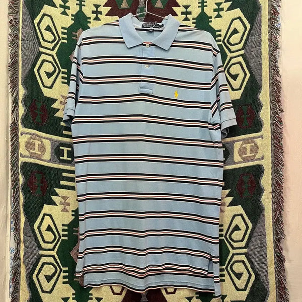 [BUNJANG] Polo Ralph Lauren Striped Short-Sleeve Polo Shirt M/95 / 폴로 랄프로렌 스트라이프 반팔 카라티 M/95