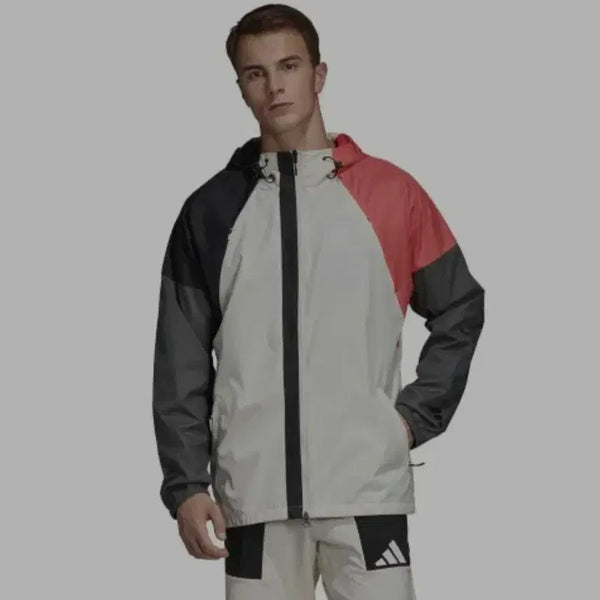 [BUNJANG] Adidas Hooded Windbreaker Jacket Beige/Black/Pink XL / 아디다스 바람막이 후드 자켓 국내매장판 XL
