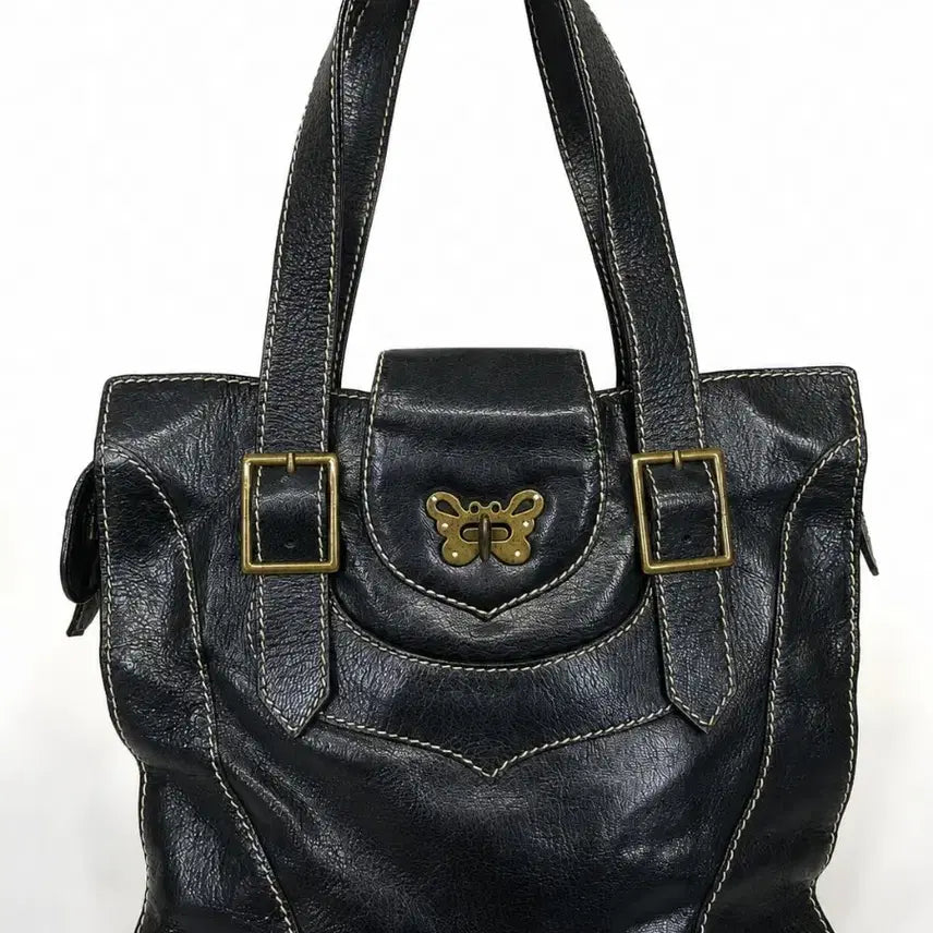 [BUNJANG] Anna Sui Butterfly Buckle Leather Tote Bag / 안나수이 나비 버클 레더 토트백