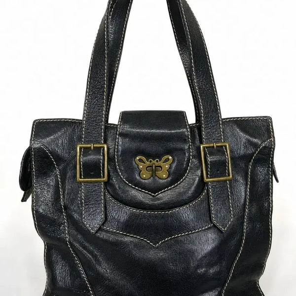 [BUNJANG] Anna Sui Butterfly Buckle Leather Tote Bag / 안나수이 나비 버클 레더 토트백