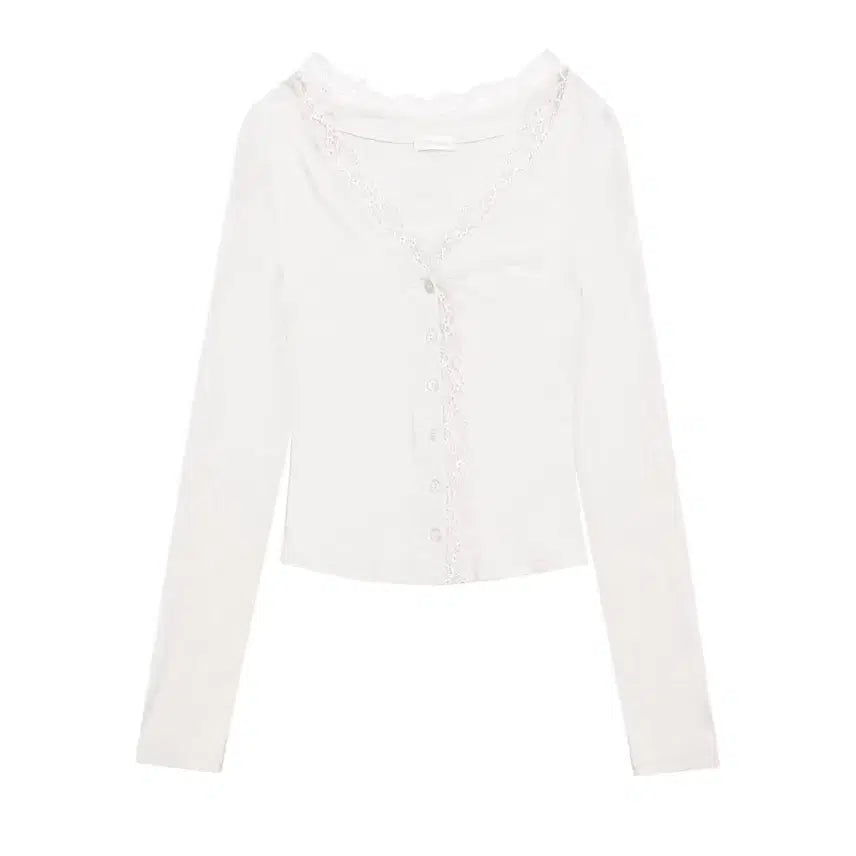 [BUNJANG] Glishier Cream Donut Cardigan White + Camisole Set / 클리시어 크림도넛 시어 가디건 화이트+나시