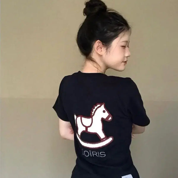 [BUNJANG] Coirris Crayon Pony Short-Sleeve T-Shirt Navy / [새상품] 코이리스 크레용 포니 반팔티 네이비