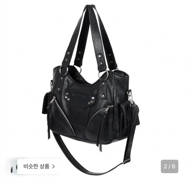 [BUNJANG] EWGAMAKARAS Studded Leather Shoulder Bag Black / 이우가마카라스 스터드 레더 숄더백 블랙
