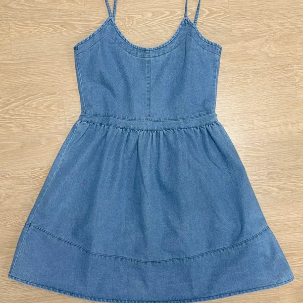 [BUNJANG] Light Wash Denim Bustier Dress / 청 데님 뷔스티에 원피스