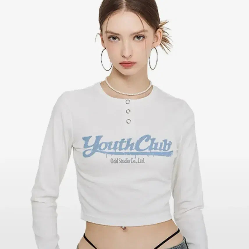 [BUNJANG] Odd Studio Cropped Long Sleeve T-Shirt White / [상태좋음] 오드스튜디오 크롭 긴팔 티셔츠 화이트 free