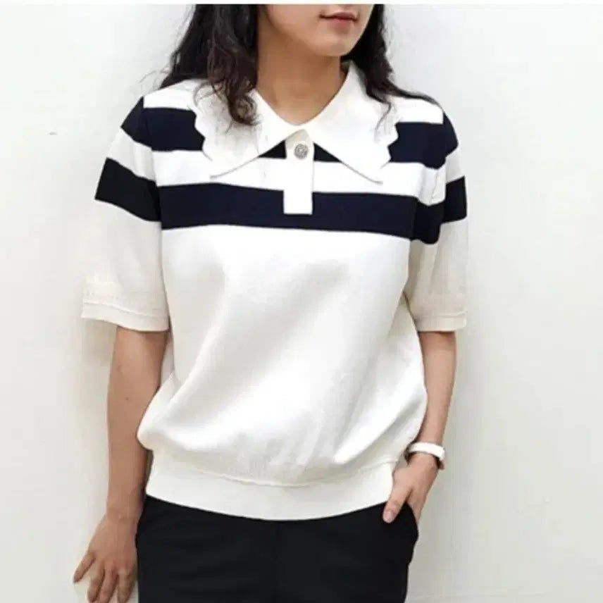 [BUNJANG] Ninecop Striped Cool Knit Sweater / 나인콥 단가라 냉감니트 55~정77
