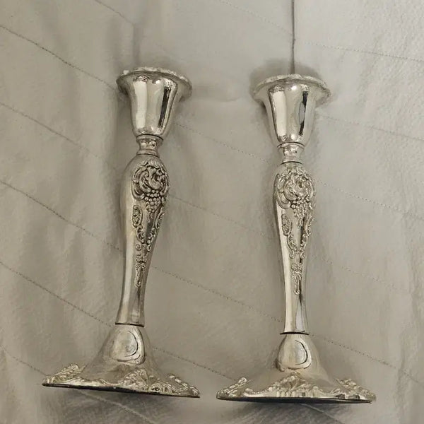[BUNJANG] Antique Silver-Plated Candlesticks (Set of 2) / 앤틱 실버플레이트 촛대 2개 빈티지