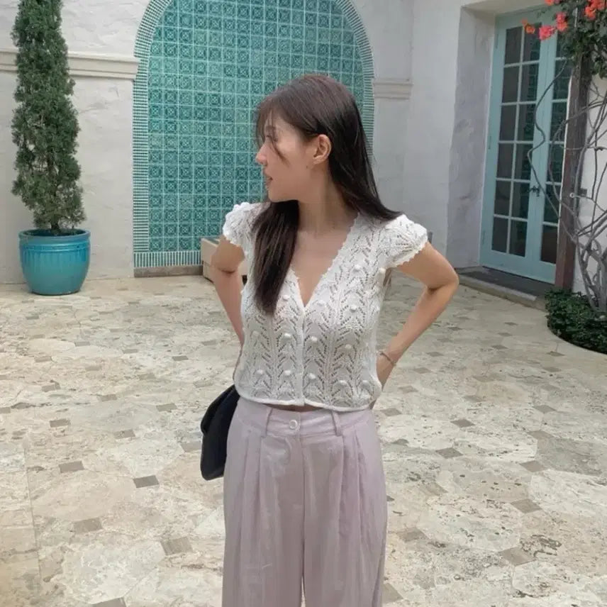 [BUNJANG] Tanatt Crochet Half Cardigan (New) / 타낫 crochet 크로셰 하프 가디건 (새상품)