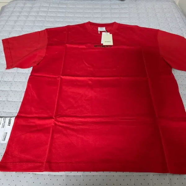 [BUNJANG] VETEMENTS Big Care Label Oversized Red T-Shirt / [M] 베트멍 빅 케어라벨 오버사이즈 레드 티셔츠