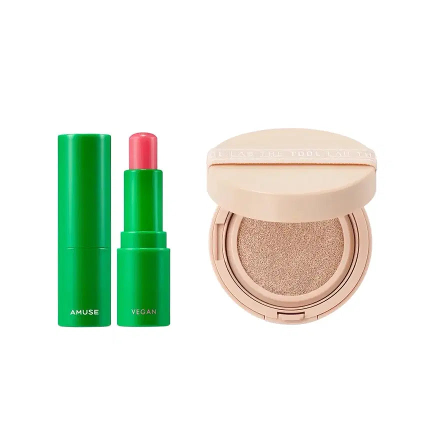 [BUNJANG] Amuse Vegan Green Lip Balm (Rose) + The Tool Lab Stamp Skin Fit Cushion Glow / 단종) 어뮤즈 비건 그린 립밤 로제 + 더툴랩 스탬프 스킨핏 쿠션 글로우